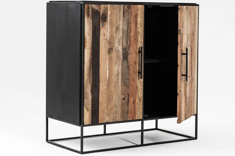 Sideboard Industriedesign Metall Holz, Kommode Holz rustikal, Breite 90 cm