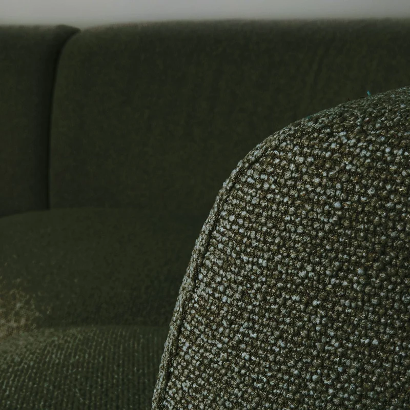 Sofa halbrund dunkel-grün, rundes Sofa grün modern, Lounge-Sofa halbrund grün, Breite 350 cm