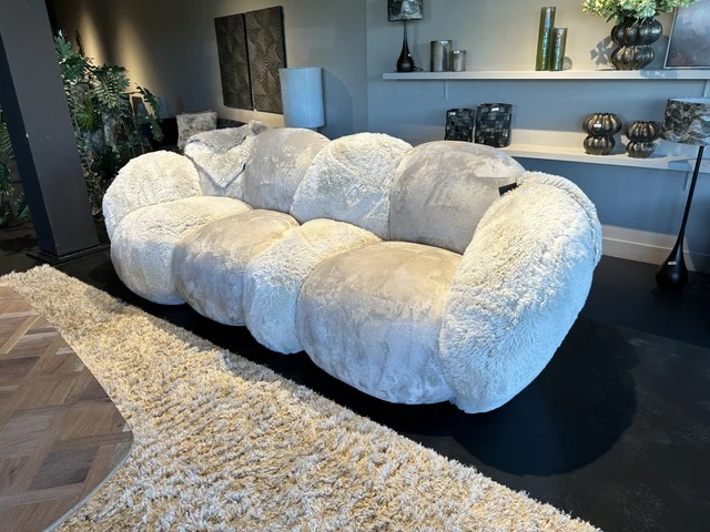 2-3 Sitzer Sofa taupe Kunstfell, Sitzsofa taupe Plüsch, Breite 238 cm