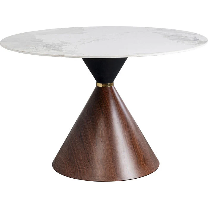 Runder Tisch Marmoroptik, Esstisch rund Tischgestell braun, Durchmesser 120 cm