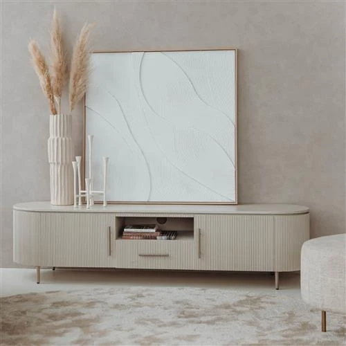 Fernseheschrank beige-weiß, TV Schrank beige-weiß, Breite 185 cm