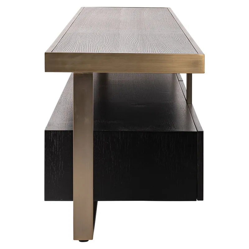 TV Regal schwarz-Gold, Fernseheregal Gold-schwarz, Lowboard Gold-schwarz, Breite 220 cm