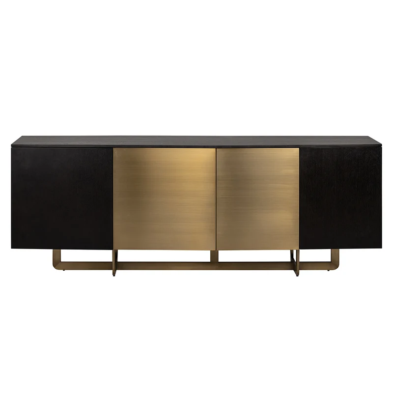 Anrichte schwarz-Gold, Sideboard Gold-schwarz, Breite 220 cm