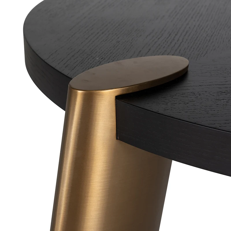 Couchtisch rund schwarz-Gold, runder Couchtisch Gold-schwarz, Durchmesser 117 cm