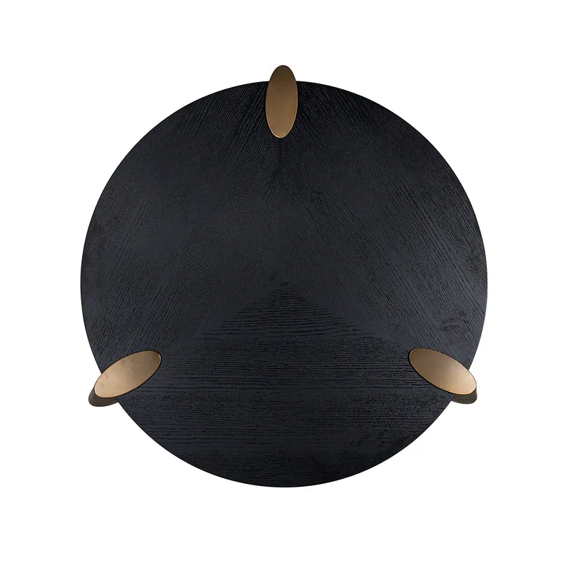 Couchtisch rund schwarz-Gold, runder Couchtisch Gold-schwarz, Durchmesser 117 cm