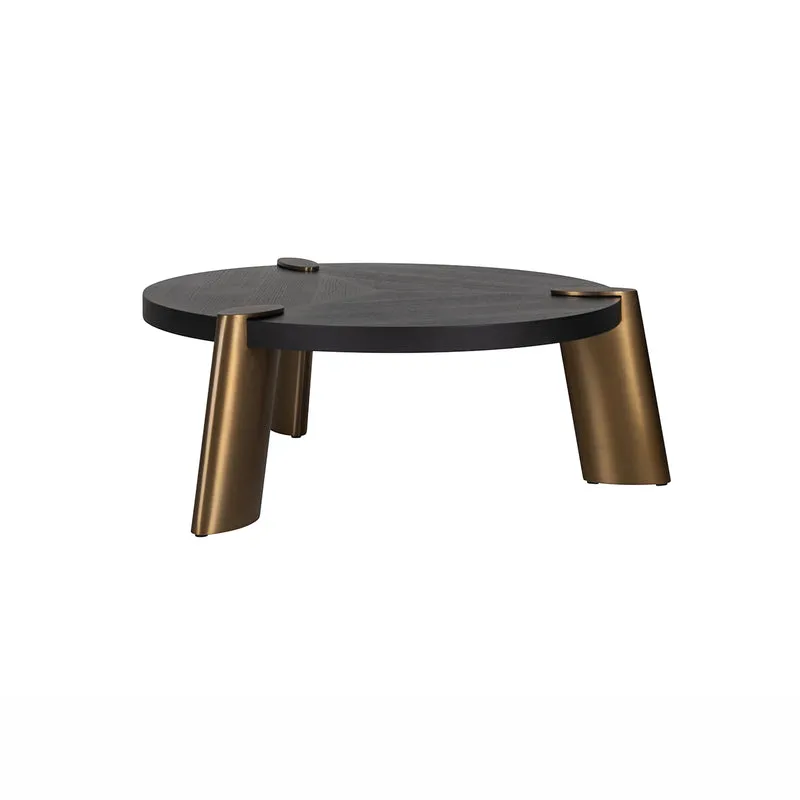 Couchtisch rund schwarz-Gold, runder Couchtisch Gold-schwarz, Durchmesser 117 cm