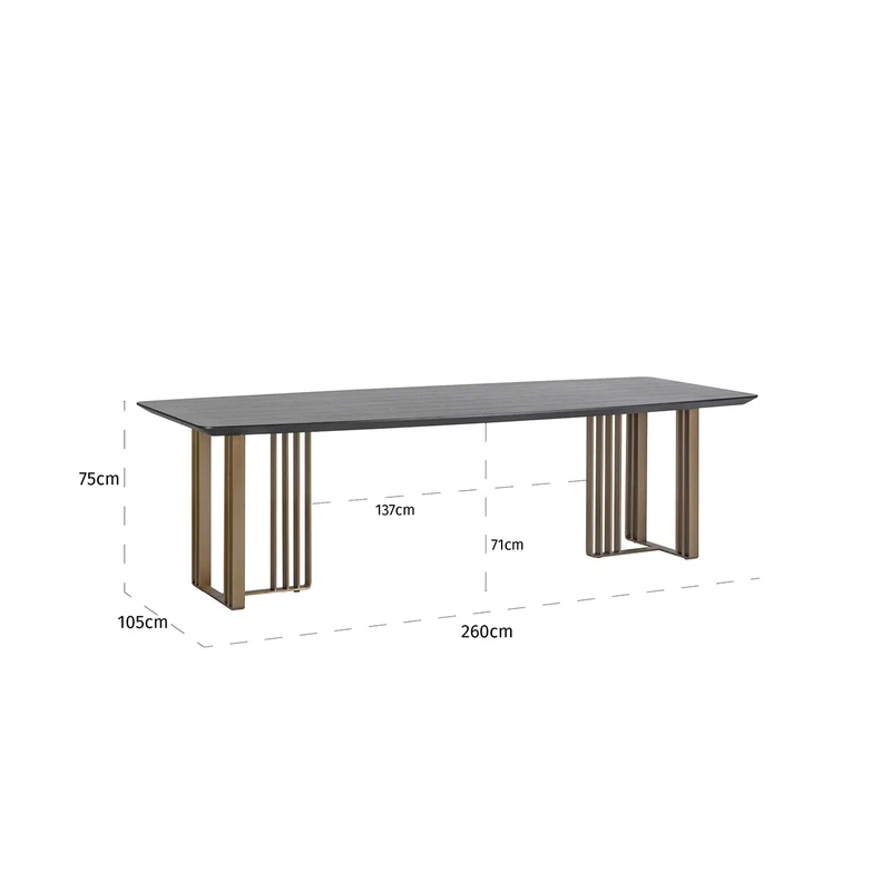 Esstisch schwarz-Gold, Tisch Gold-schwarz, Länge 220 cm