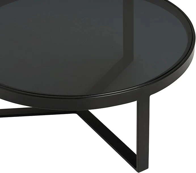 Couchtisch rund Glas schwarz, Glastisch rund schwarz, Durchmesser 75 cm