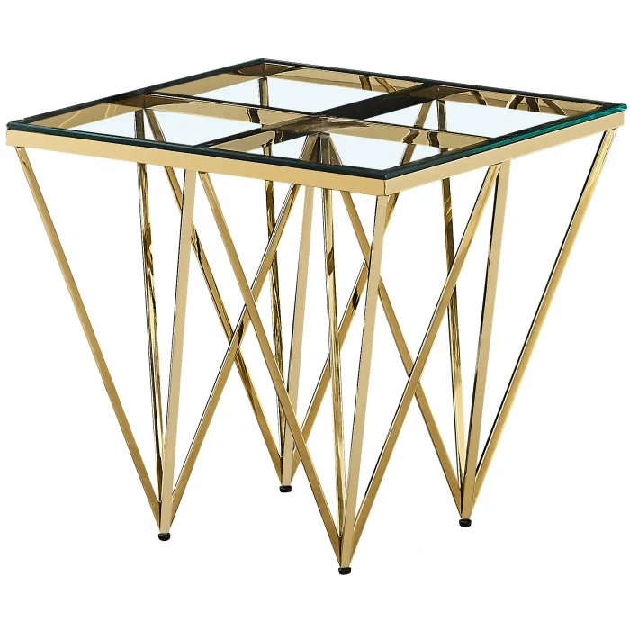 Beistelltisch Gold Glas-Metall, Glastisch Gold Glas-Metall
