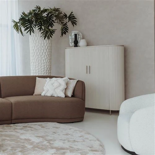 Wohnzimmerschrank beige-weiß, Schrank beige-weiß, Breite 135 cm