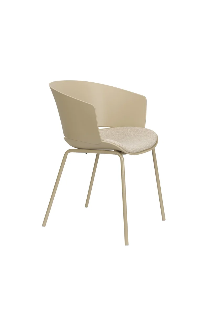 Stuhl beige Sitz gepolstert