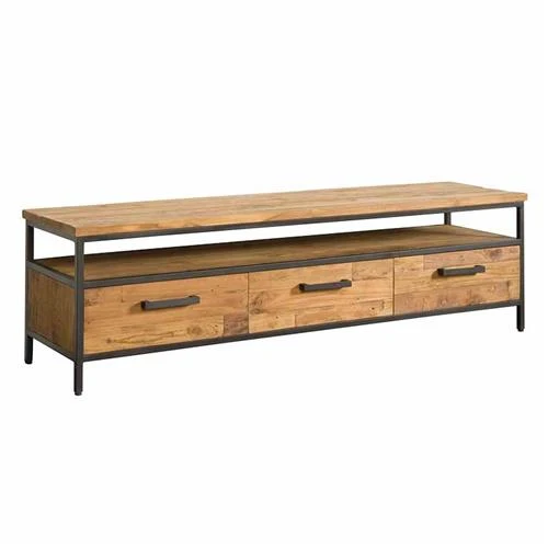 TV Regal Metall-Holz, Fernsehschrank Industriedesign Metall, Breite 160 cm