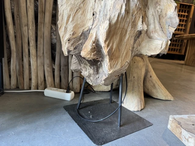 Stehlampe Naturholz mit Lampenschirm, Stehleuchte mit Lampenschirm, Höhe ca. 200 cm