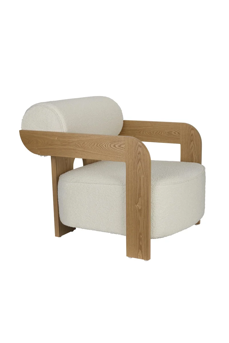 Lounge Sessel beige-Naturholz, Sessel beige Eiche-Natur