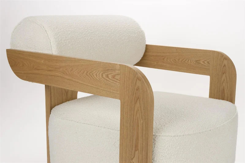 Lounge Sessel beige-Naturholz, Sessel beige Eiche-Natur