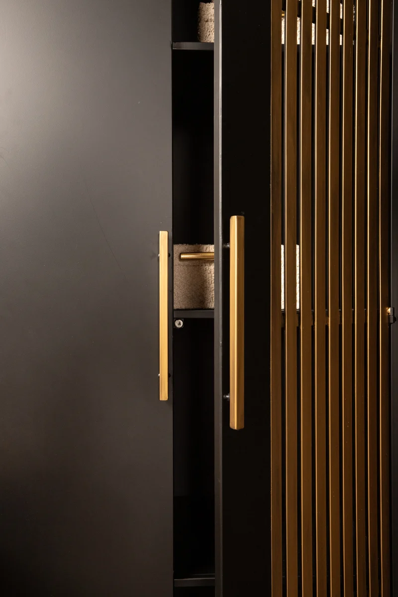 Schrank Gold-schwarz, Metallschrank Gold, Breite 70 cm