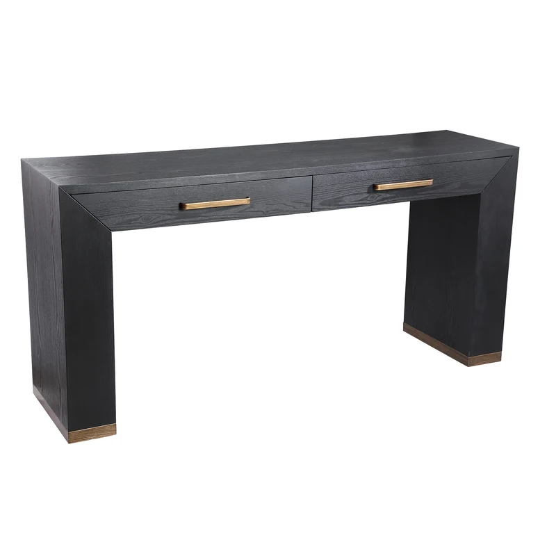 Konsole schwarz-Bronze, Wandtisch mit Schublade, Breite 165 cm