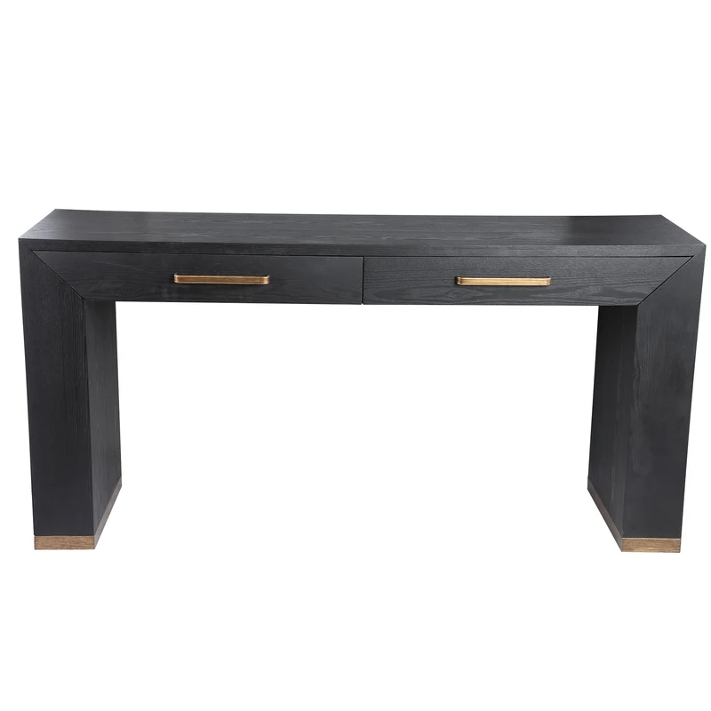 Konsole schwarz-Bronze, Wandtisch mit Schublade, Breite 165 cm
