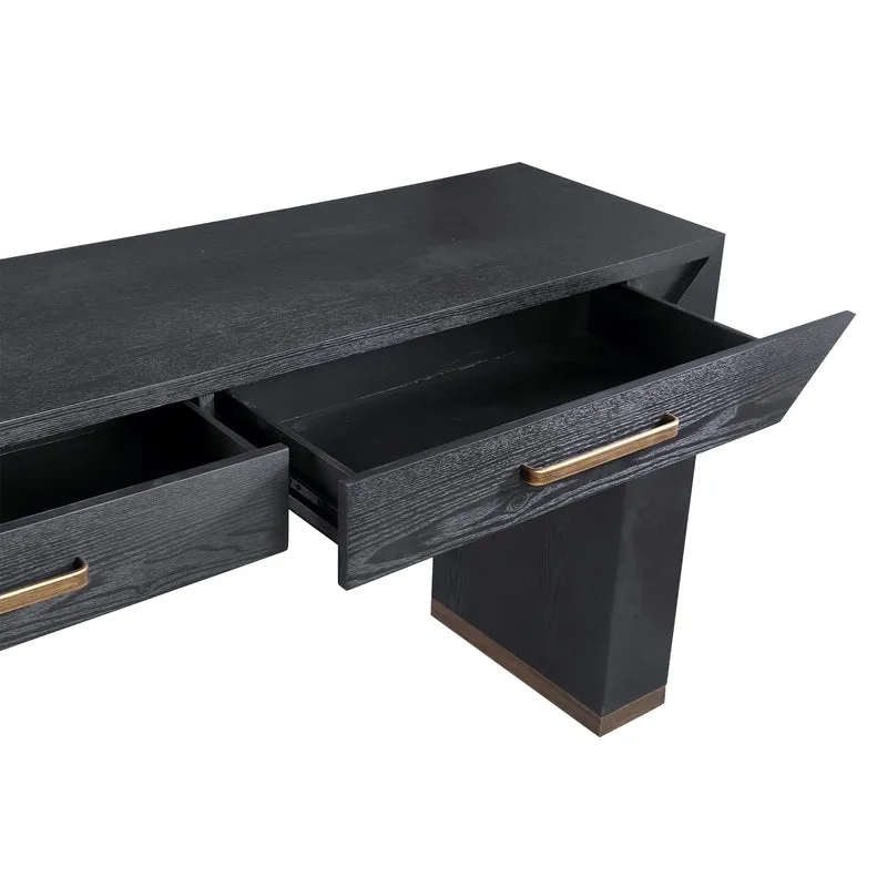 Konsole schwarz-Bronze, Wandtisch mit Schublade, Breite 165 cm