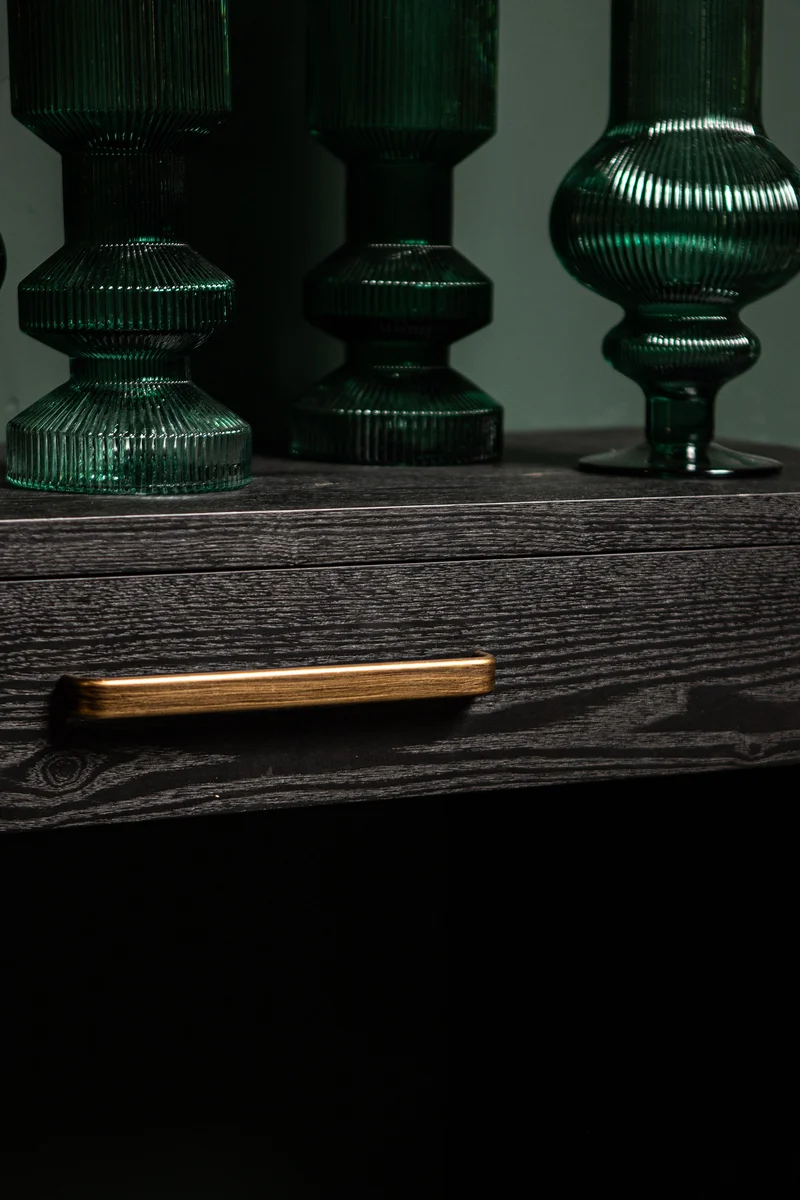 Konsole schwarz-Bronze, Wandtisch mit Schublade, Breite 165 cm