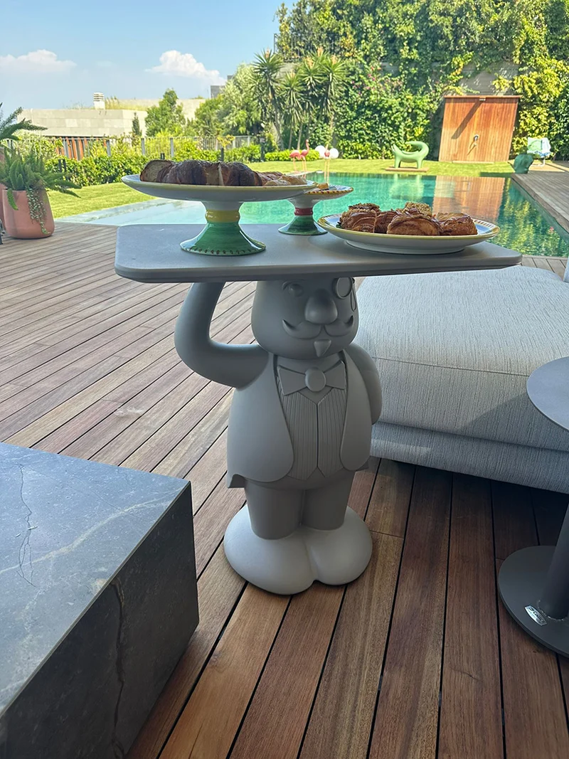 Garten-Beistelltisch Diener, Beistelltisch grau Kunststoff, Höhe 68 cm