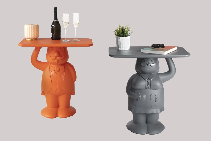 Garten-Beistelltisch Diener, Beistelltisch orange Kunststoff, Höhe 68 cm