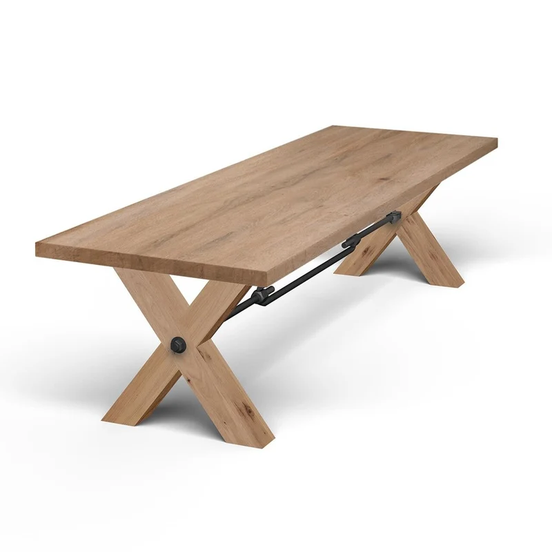Esstisch X-Tischbeine Eiche-Natur, Tisch Eiche massiv, Länge 260 cm