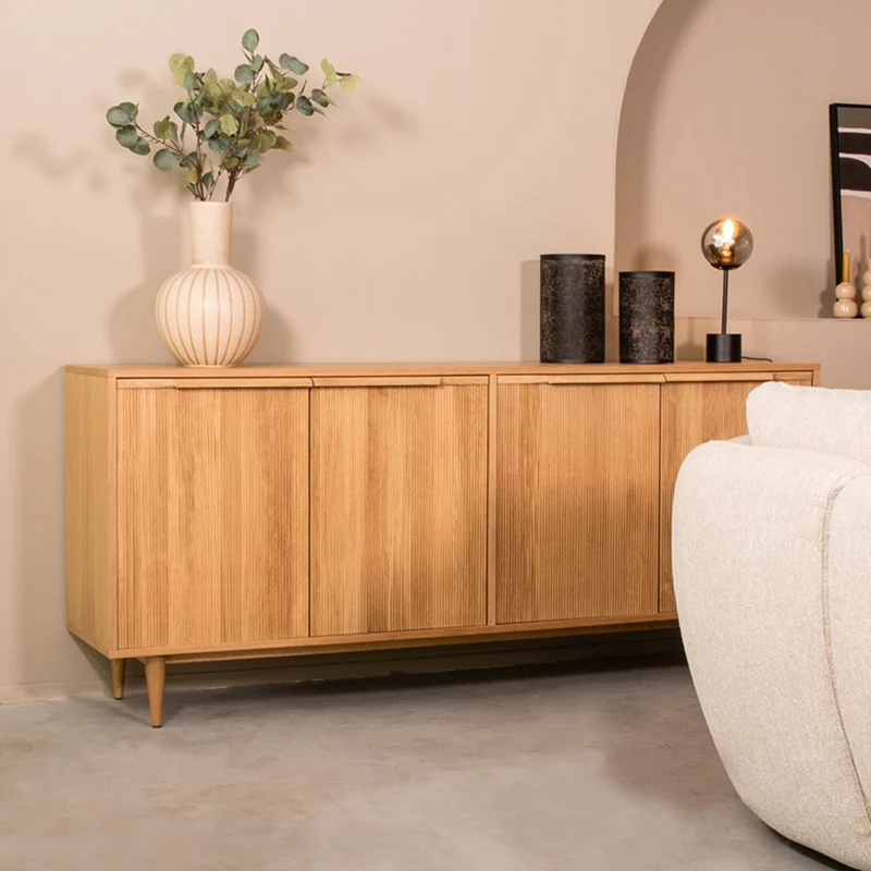 Sideboard Naturholz-Farbe Eiche Massivholz, Anrichte Eiche-Natur Holz, Breite 200 cm