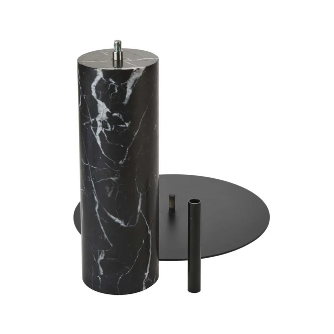 Beistelltisch schwarz Marmor-Metall, runder Beistelltisch Marmor, Durchmesser 35 cm