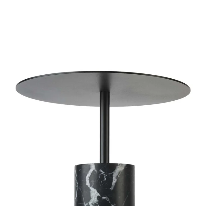 Beistelltisch schwarz Marmor-Metall, runder Beistelltisch Marmor, Durchmesser 35 cm