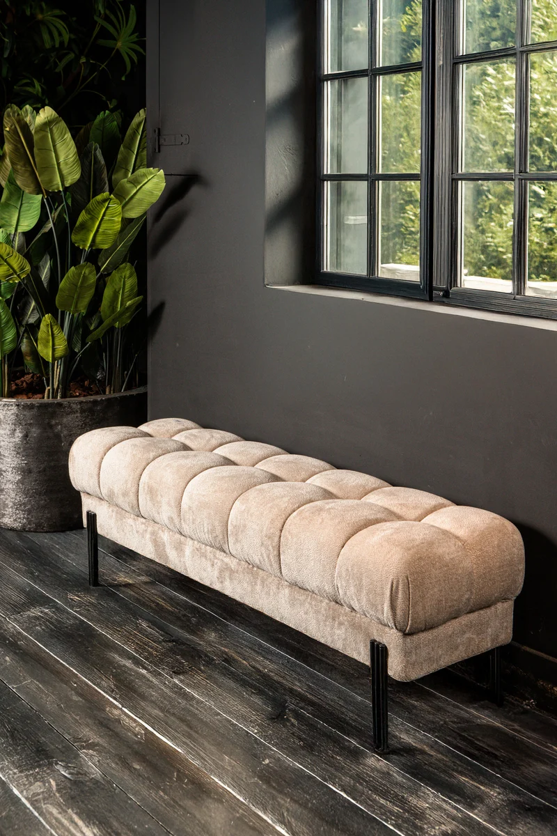 Sitzbank gepoltert Farbe creme, Sitzbank Textil creme, Länge 160 cm