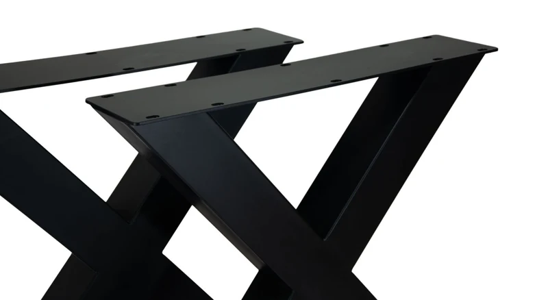 Tischbeine X-Form schwarz, Metall Tischgestell schwarz, Breite 75 cm