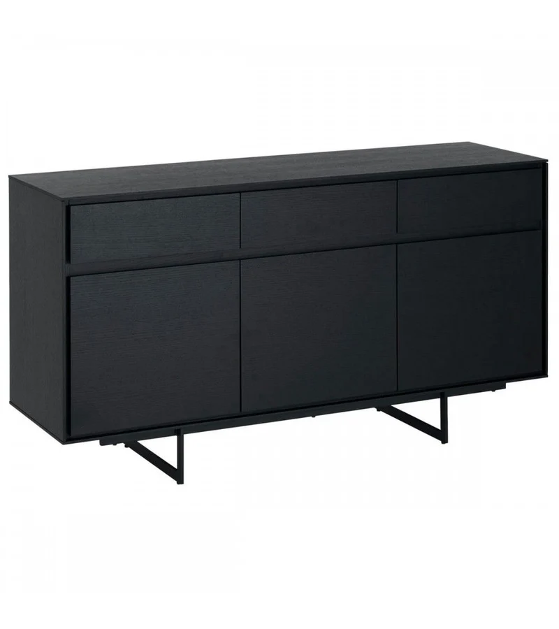 Sideboard schwarz, Anrichte schwarz, Breite 155 cm