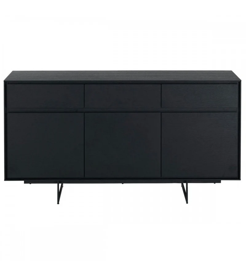 Sideboard schwarz, Anrichte schwarz, Breite 155 cm