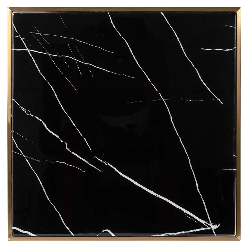 Bistrotisch Gold-schwarz, Tisch Gold-schwarz, Bistrotisch Marmoroptik schwarz, Breite 50 cm