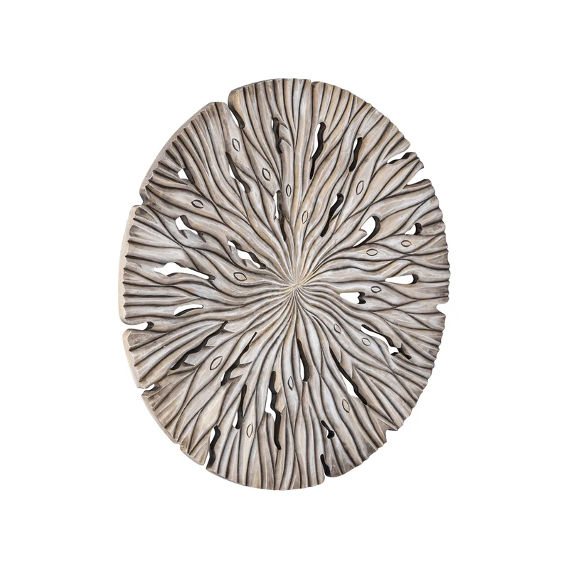 Wandpanel rund Holz, Wandbild rund Farbe creme, Durchmesser 90 cm