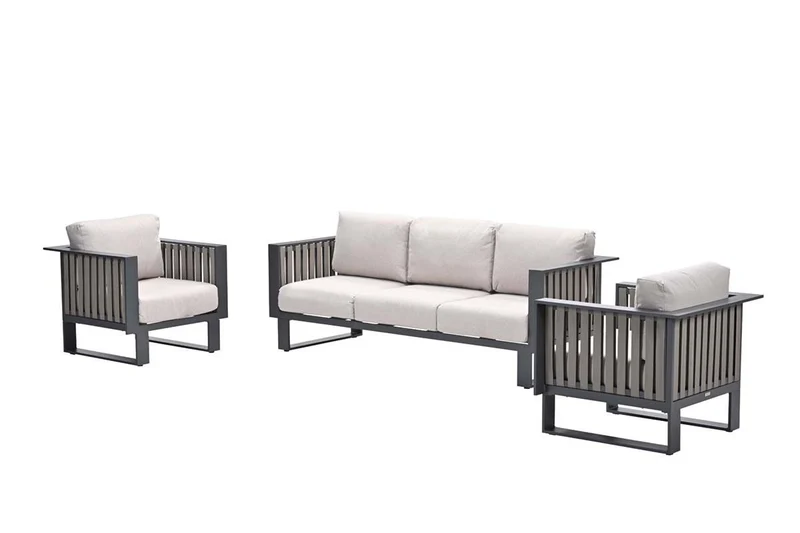 Gartensofa anthrazit 3-teilig