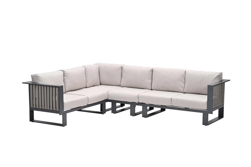 Garteneckbank taupe 4-teilig, Maße: 220 x 220 cm