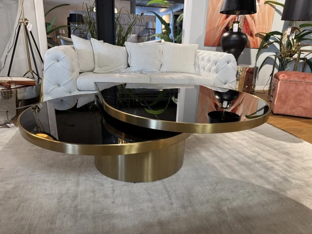 Couchtisch ausziehbar Gold, Couchtisch schwarz-Gold, Länge 118 cm