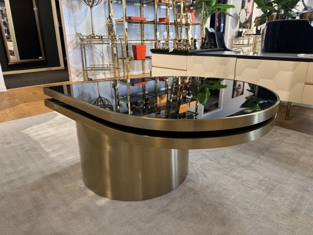 Couchtisch ausziehbar Gold, Couchtisch schwarz-Gold, Länge 118 cm