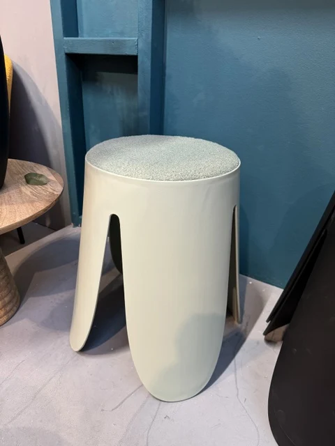 Hocker hellgrau Kunststoff, stapelbarer Hocker gepolstert hellgrau