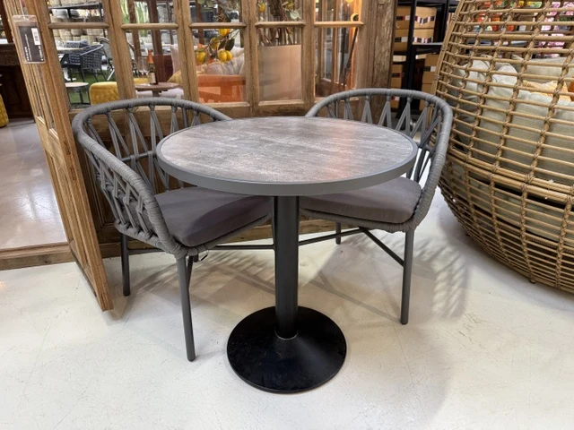 Bistrotisch schwarz-grau, Bistrotisch grau, Durchmesser 70 cm