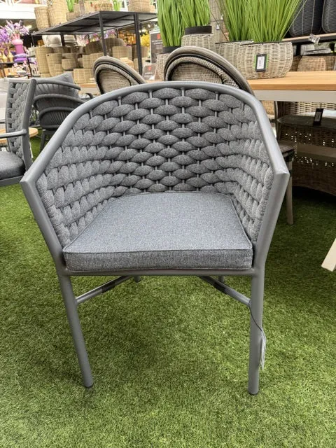 Gartenstuhl grau, Gartenstuhl Textil-Metall