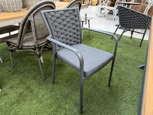 Gartenstuhl grau, Gartenstuhl Textil-Metall grau