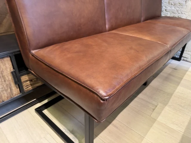 Sitzbank Leder braun, Bank Leder braun, Breite 180 cm