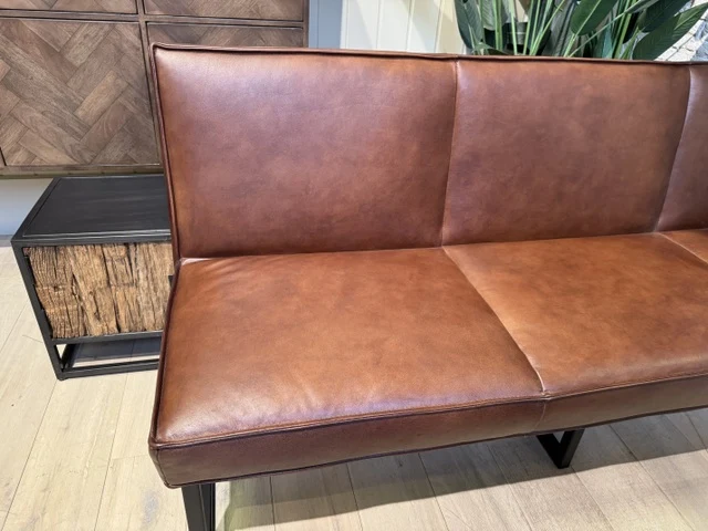 Sitzbank Leder braun, Bank Leder braun, Breite 180 cm