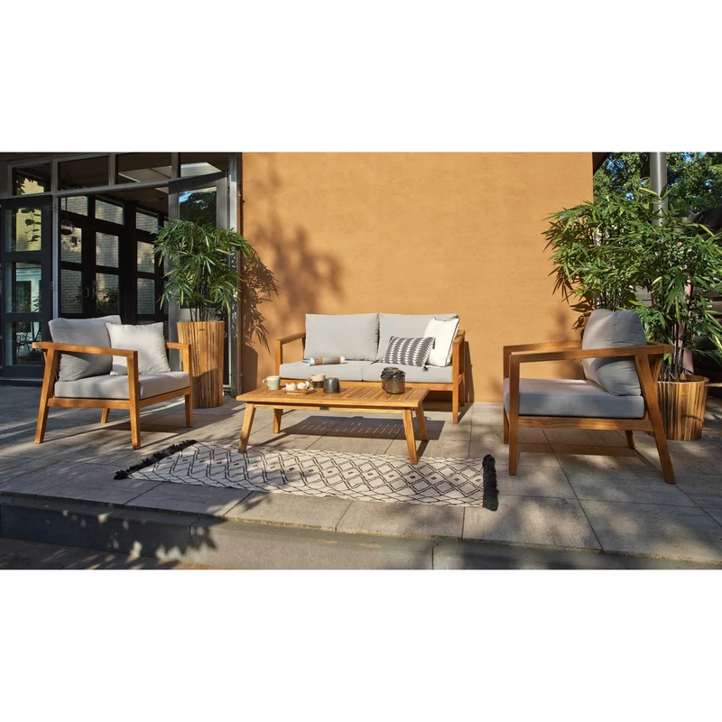 Garten Sitzgruppe Teakholz 4er Set