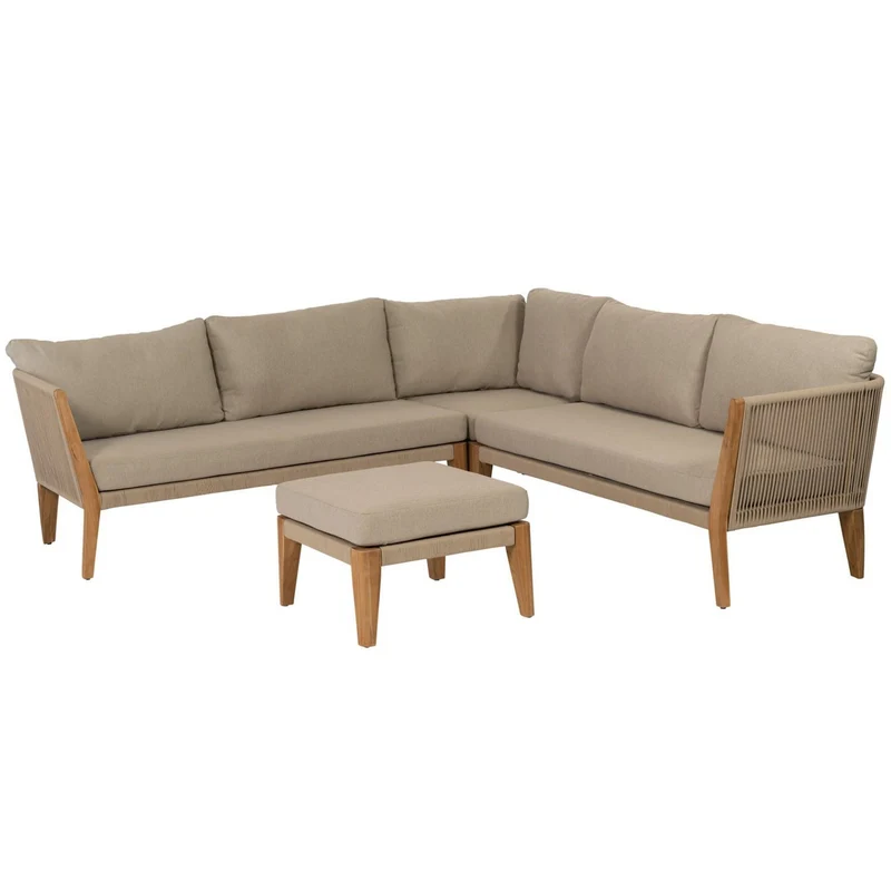 Gartenlounge Holz Teak, Garten-Sitzgruppe Teakholz, Maße 240x240 cm
