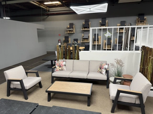 Lounge anthrazit, Lounge Set ein Gartensofa, zwei Gartensessel, ein Gartencouchtisch