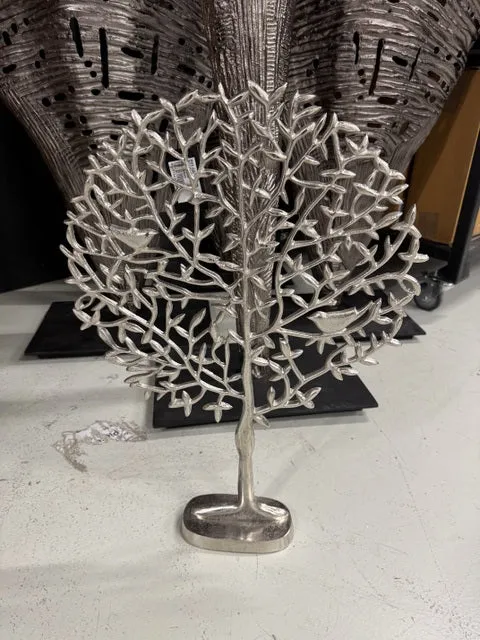 Dekobaum Silber, Baum aus Aluminium Dekoration, Höhe 34 cm